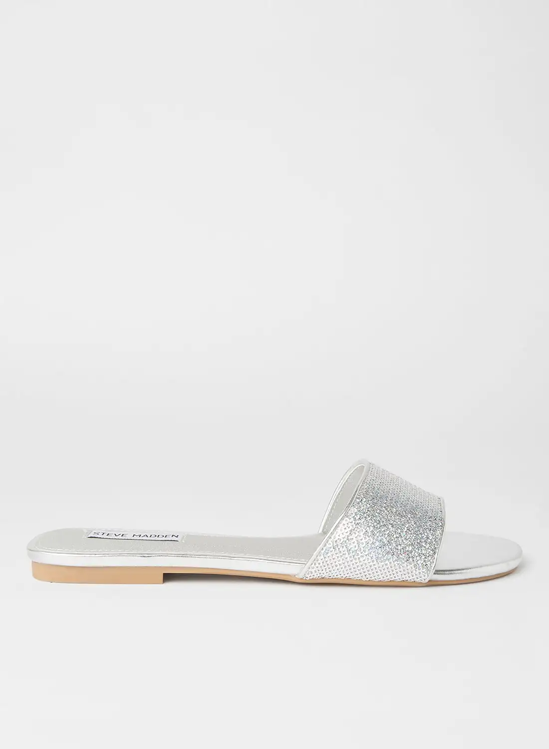 STEVE MADDEN Bevy Embellished Flat Sandals Silver