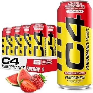 Cellucor C4 Energy Carbonated Zero Sugar Energy Drink, Pre Workout Drink + Beta Alanine - Strawberry Watermelon Ice - 16 FL OZ (473 ml) - Pack of 12 (Packaging May Vary)