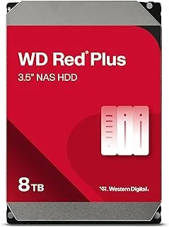 محرك الأقراص الصلبة الداخلي ويسترن ديجيتال 8 تيرابايت WD Red Plus NAS - 5640 دورة في الدقيقة، SATA 6 جيجابايت/ثانية، CMR، ذاكرة تخزين مؤقت 256 ميجابايت، 3.5 بوصة - WD80EFPX