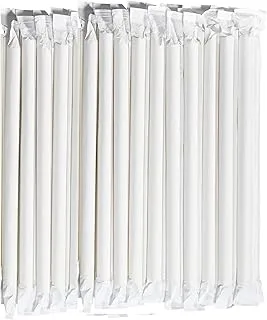 12 MM White Paper Straws (100 Pcs) For Bubble Tea/Shakes/Smoothies Wrapped Individually 100% Biodegradable And Durable 12 MM Diameter x 20 CM Long - Pack Of 100