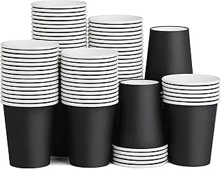 AL FAKHAMA (100 Pack) Black Daily Use Disposable Paper Cups, 8oz Coffee Cups for Hot and Cold Drinks, Takeaway Coffee Cups/Tea Cup/Party, Recyclable Cups for DIY Holiday and Wedding Pack of 100