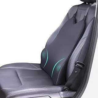 Lumbar Support Pillow for Car Seat/Home Chair/Dining Chair - Soft Memory Foam Back Support for Sitting or Driving Fatigue/Back Pain Relief - Dual Straps Fix The Back Support Pillow Pillow-Black