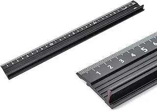 300mm Raised Grip Aluminium Ruler Cutting Ruler Metal Craft Safety Ruler for Length Measurement(Black)