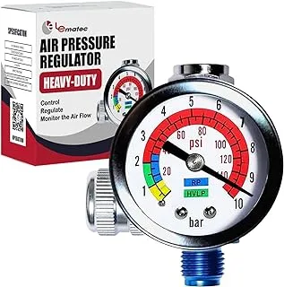 LE LEMATEC AR-01 Air Compressor Regulator ¼ NPT. Air Pressure Regulator with Gauge 0-150 PSI