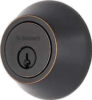 BRINKS - Transitional Single Cylinder Deadbolt, Tuscan Bronze - Built for Rigorous Residential Protection with ANSI Grade 2 Security