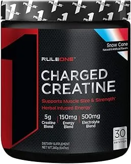 Rule 1 Charged Creatine for energy and Performance Support | Snow Cone | Dietary Supplement | 30 Serving | 240g