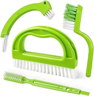 AMERTEER Grout Brush Set, 4-Piece Grout Cleaner Brush Set for Home Doors, Window Tracks, Showers, Kitchens - Ideal for Cleaning Brush Furnace Tops, Joints & Floor Line