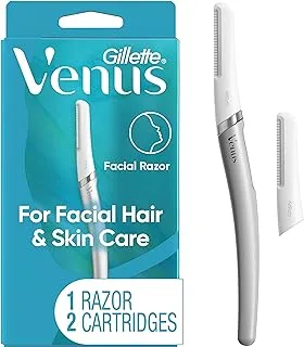 Venus Gillette Facial Razor, Exfoliating Dermaplaning Tool for Face with 2 Blade Refills