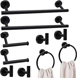 10-Pieces Matte Black Bathroom Accessories Set, Stainless Steel Bathroom Hardware Set, Bath Towel Bar Set, Towel Racks for Bathroom Wall Mounted.