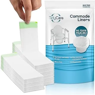 TidyCare Bedside Commode Liners for Portable Toilet Chair Bucket and Bedpan | Value Pack of 48 Disposable Waste Bags for Adults in Medical Care | Universal Fit Portable Toilet Liners