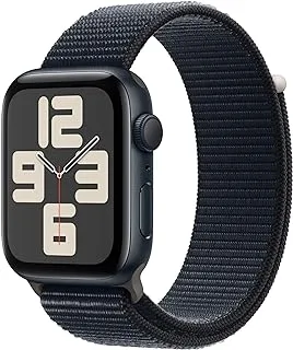 ساعة Apple Watch SE الجديدة (الجيل الثاني، 2023) [GPS 44 مم] ساعة ذكية مع هيكل من الألومنيوم منتصف الليل مع حلقة رياضية منتصف الليل مقاس واحد. متتبع اللياقة البدنية والنوم، اكتشاف الأعطال، مراقب معدل ضربات القلب، مقاوم للماء