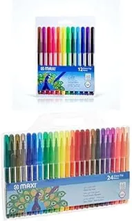 Maxi Pens In A Wallet 12 Colours + Washable Felt-Tip Pens 24 Color