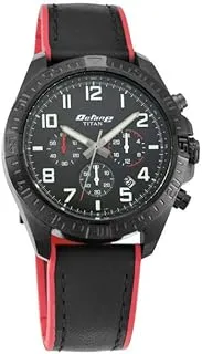 Titan Men Leather Octane Hyper Lume Analog Black Dial Watch-Nn90112Np01, Band Color-Black