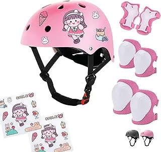 MCENTT™- Kids Bike Helmet Set with Knee Pads,Elbow Pads and Wrist Guards for Skateboard Cycling Skating Bike Scooter -Protective Gear Set Adjustable for Girls Kids,Bike Safety Set for Kids.