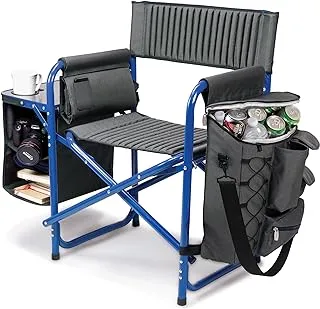 ONIVA - a Picnic Time Brand Fusion Original Design Outdoor Folding Chair, Gray with Blue Frame, 33 x 7 x 21