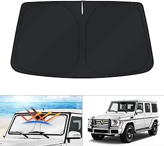 KUST Custom Fit Sun Shade for 1990-2018 Mercedes G W463 G550 G55 G63 G65 Accessories(Not for 2019-2021 Mercedes Benz G Class)Car Windshield Sunshade Window Sun Visor Protector Foldable Blocks UV Rays