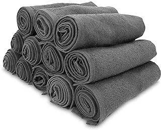 Arkwright Bleach Safe Sr. Salon Towels - (Pack of 12) 100% Ring Spun Cotton Super Soft, Lightweight, Quick Dry, Absorbent Hand Towel for Hotel, Spa, Cosmetology, 16 x 28 in, Charcoal