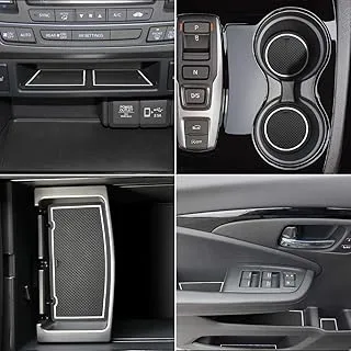 auovo Door Mats for Honda Pilot 2021 2022 2016-2020 Interior Accessories Custom Fit Door Compartment Cup Holder Center Console Anti Dust Mats Inserts (31pcs/Set) (White Trim)