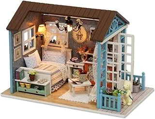 TuKIIE DIY Wooden Dollhouse Toy Model Kits with Furniture DIY Cabin Assembling House Miniature Handcrafts Toys Great Birthday Gift for Children Teens Adults