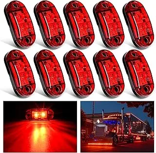 Nilight 2.5Inch Oval Side Marker Light 10PCS Red 2 Diode LED Clearance Light Trailer Fender Light Waterproof Surface Mounted for 10-30V Truck Camper Boat Lorry, 2 Years Warranty