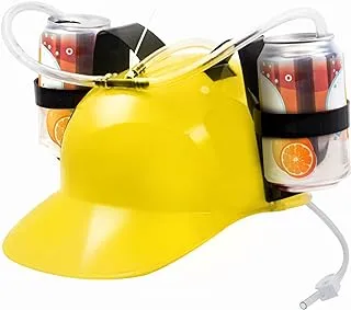 Novelty Place Drinking Helmet - Can Holder Drinker Hat Cap with Straw for Beer and Soda - Party Fun