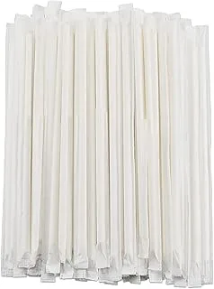 8 MM White Paper Straws (100 Pcs) Wrapped Individually for Drinking, 100% Biodegradable And Durable 8 MM Diameter x 20 CM Long - Pack Of 100