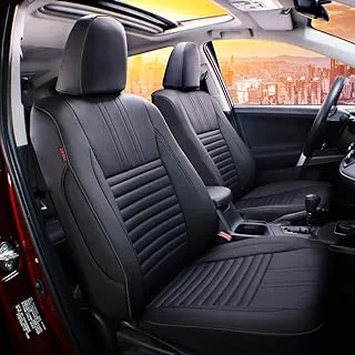 EKR Custom Fit RAV4 Car Seat Covers for Select Toyota RAV4 LE 2013 2014 2015 2016 2017 2018 (NOT for Hybrid) - Full Set, Leather (Black)