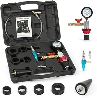 Coolant Vacuum Refill Tool Kit Engine Cooling System Vacuum Purge & Refill Kit New Coolant Bleeder Kit with 4 Rubber Sleeves & 1 Universal Adapter Cone Plug (with Carrying Case) (4 Connectors)