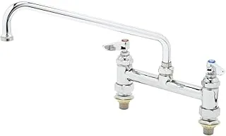 T&S Brass B-0221-CC Deck Mount Double Pantry Faucet with 8-Inch Centers, 12-Inch Swing Nozzle and 1/2-Inch Npt Male Inlet