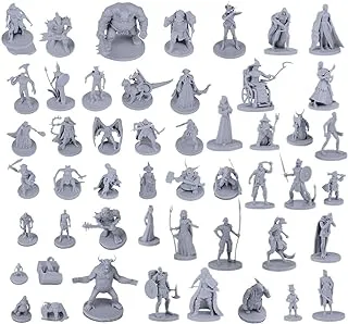 Path Gaming 50 Unique Miniatures Fantasy Tabletop RPG Figures for Dungeons and Dragons, Pathfinder Roleplaying Games. 28MM Scaled Miniatures, 50 Unique Designs, Bulk Unpainted, Great for D&D/DND