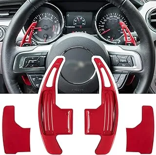 E-cowlboy Steering Wheel Shift Paddle Extended Shifter Trim Cover for Ford Mustang 2015 2016 2017 2018 2019 2020 2021 Interior Decoration Accessories Aluminum Alloy (Red 2PCS)