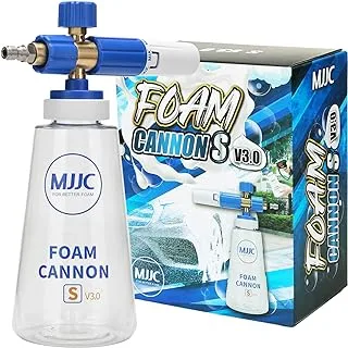 MJJC Foam Cannon S V3.0 (تقنية رغوة الثلج السميكة) مع موصل سريع 1/4 بوصة لغسالة الضغط، زجاجة 34 أونصة