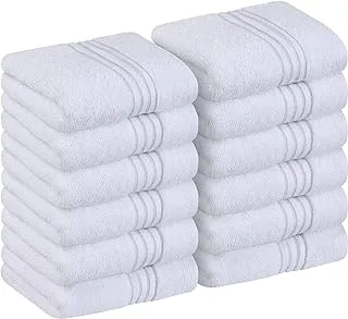 Utopia Towels (12 Pack) Luxury Wash Cloths Set (12 x 12 Inches) 600 GSM 100% Cotton Ring Spun, Highly Absorbent and Soft Feel Washcloths for Bathroom, Spa, Gym, and Face Towel (White)…