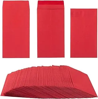 100 Pack Money Envelopes Cash Budget Envelopes #7 Coin Envelope for Cash, Budgeting, Check, Gifts Cards, 3.5 x 6.5 Inches (Red)