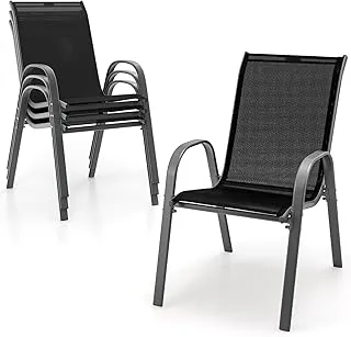 VITAL Patio Chairs, Stackable Patio Chairs Set with Armrests and Breathable Seat Fabric, Outdoor Dining Chairs Set for Patio, Pool Side, Backyard | steel frame with powder coating, stackable