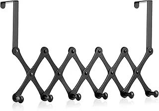 Amerteer Door Hooks Rack- Over the Door Hanger Hooks Coat Racks for Bathroom Towel Hook Over the Door Coat Rack Back of Door Hooks for Hanging Clothes Hanger Over Door Towel Hook Black