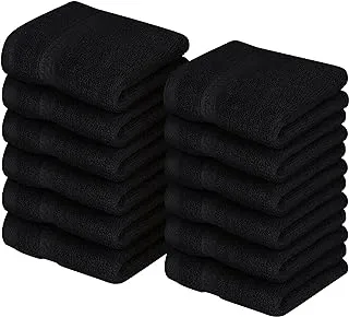 Utopia Towels Premium Fingertip Towel Set (12 x 12 Inches, Black) 600 GSM 100% Cotton Washcloths & Face Cloth, Highly Absorbent and Soft Feel (12-Pack)…