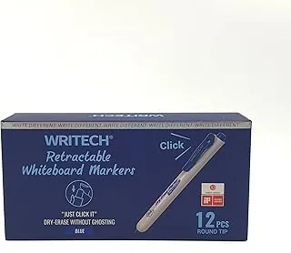 WRITECH Retractable Dry Erase Markers 12pcs Blue: Fine Tip Low Odor Kid Adult Refillable Clickable Highly-visible and low-odor vibrant inks are 100% non-toxic and safe for kids or adults.