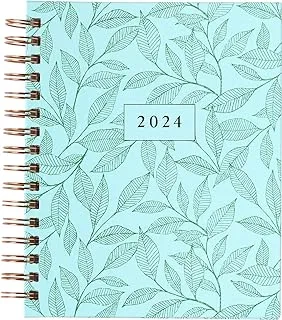 Eccolo World Traveler 2024 Eccolo Spiral Agenda Planner، ورقة خضراء، مشاهدات أسبوعية وشهرية، 12 شهرًا، أوراق ملصقات، رسومات واقتباسات ملهمة (7.75 × 8.75، غلاف فني) (RY24907S)