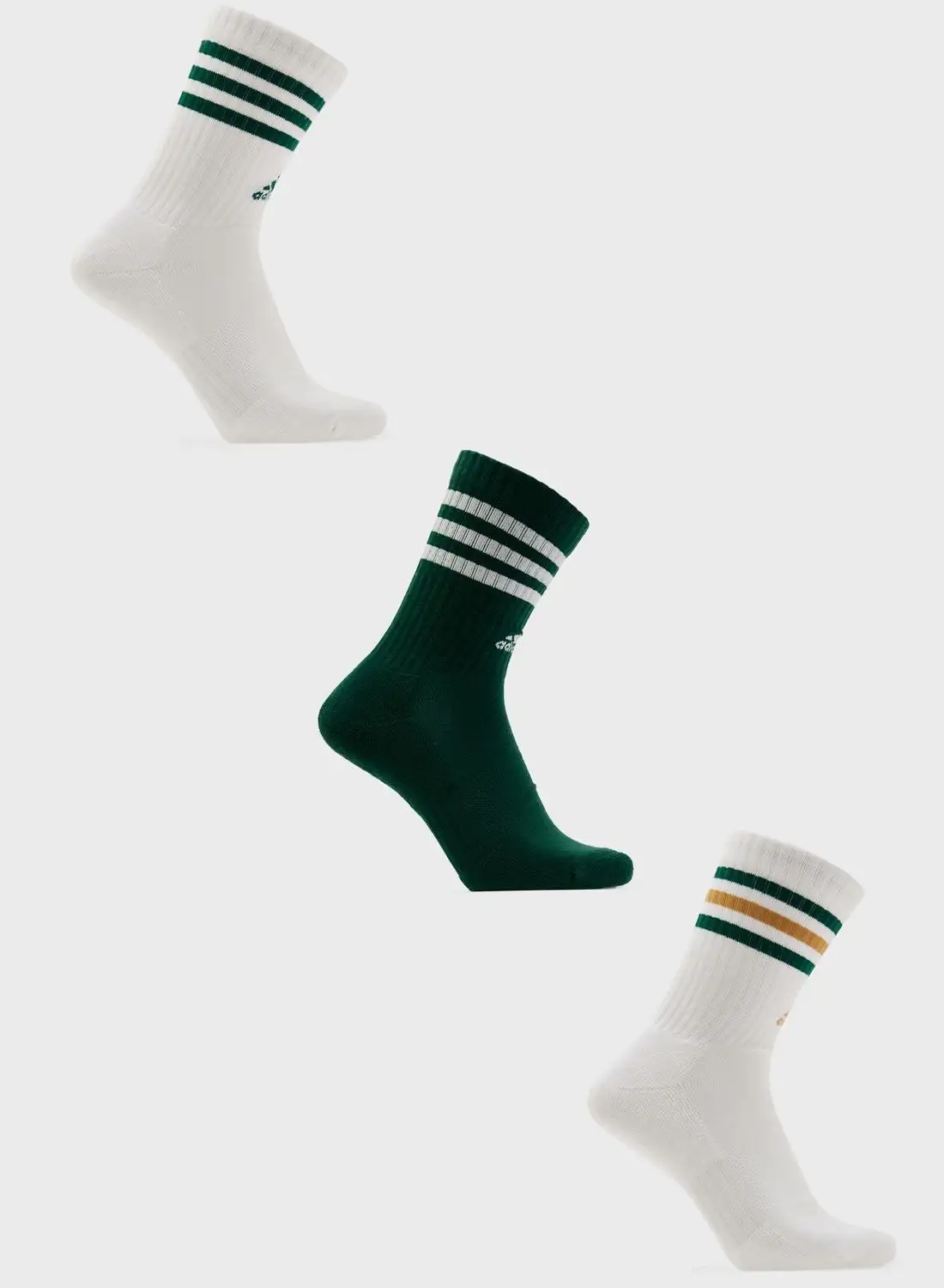 Adidas 3 Pack 3 Stripe Cushioned Crew Socks