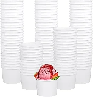 50 Pcs Ice Cream Sundae Cups (4 Oz) Thick Kraft Paper Dessert Yogurt Bowls Disposable Paper Ice Cream Bucket Dessert or Soup Bowls for Party Supplies - 50 Pack