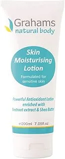 Grahams Natural Moisturising Lotion Formulated For Sensitive Skin | Powerfull Antioxidant With Beetroot Extract And Shea Butter | Clinically Tested Ingredients | Effective Relief | 200 Ml