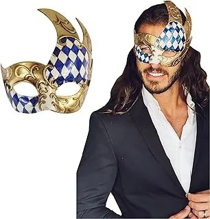 Luxury Mask® Masquerade Mask for Men Musical Checkered Vintage Design Mask for Mardi Gras, Prom and Masquerade Party