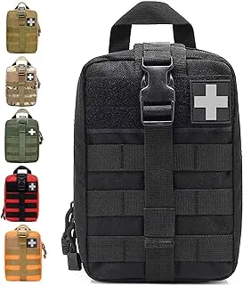 Molle Medical Pouch Rip Away, Tactical First Aid Pouches Empty, Molle Ifak Pouch, Duty Belt EMT Bag Only for Hiking Survival Camping Supplies (Black)