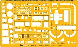 Liquidraw 1:50 Scale Architectural Scale Ruler Drawing Template Stencil Architect Technical Drafting Supplies, Architecture Furniture Design Symbols for House Interior Floor Plan