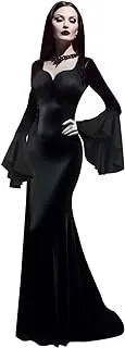 JEGERMIG Black Dress Floor Length Tight fitting Halloween Gothic RolePlay Costume