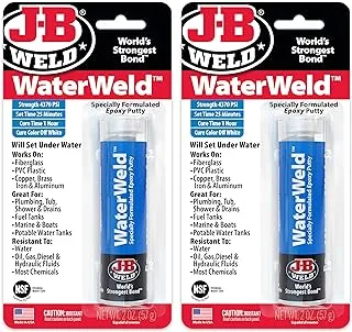 JB Weld WaterWeld, علاج لمدة ساعة واحدة، عصا معجون إيبوكسي - عبوتان، أبيض فاتح (8277-2)