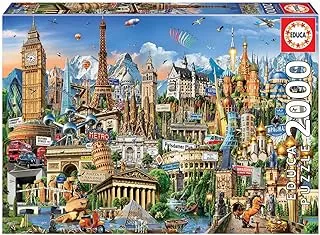 Educa - 2000 piece puzzle for adults | Symbols of Europe. Includes Fix Puzzle glue. From 14 years old (17697)