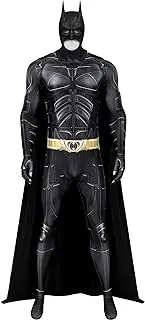 Hqroidd Adult Bat Super Hero Costume Men Dark Jumpsuit Knight Cosplay Cape Outfit with Mask for Halloween Party