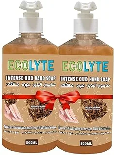 Ecolyte+ Skincare Handwash Liquid Soap for Effective Germ Protection & Personal Hygiene, Protects Against 100 Illness Causing Germs, Intense Oud, 500ml (Pack of 2)